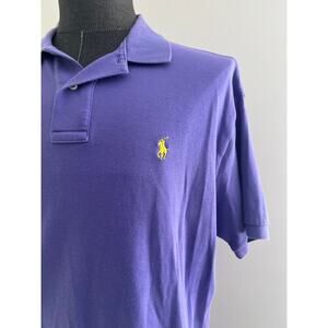 Polo Ralph Lauren 100% Soft Cotton Collared Shirt Purple Yellow Size Large SG